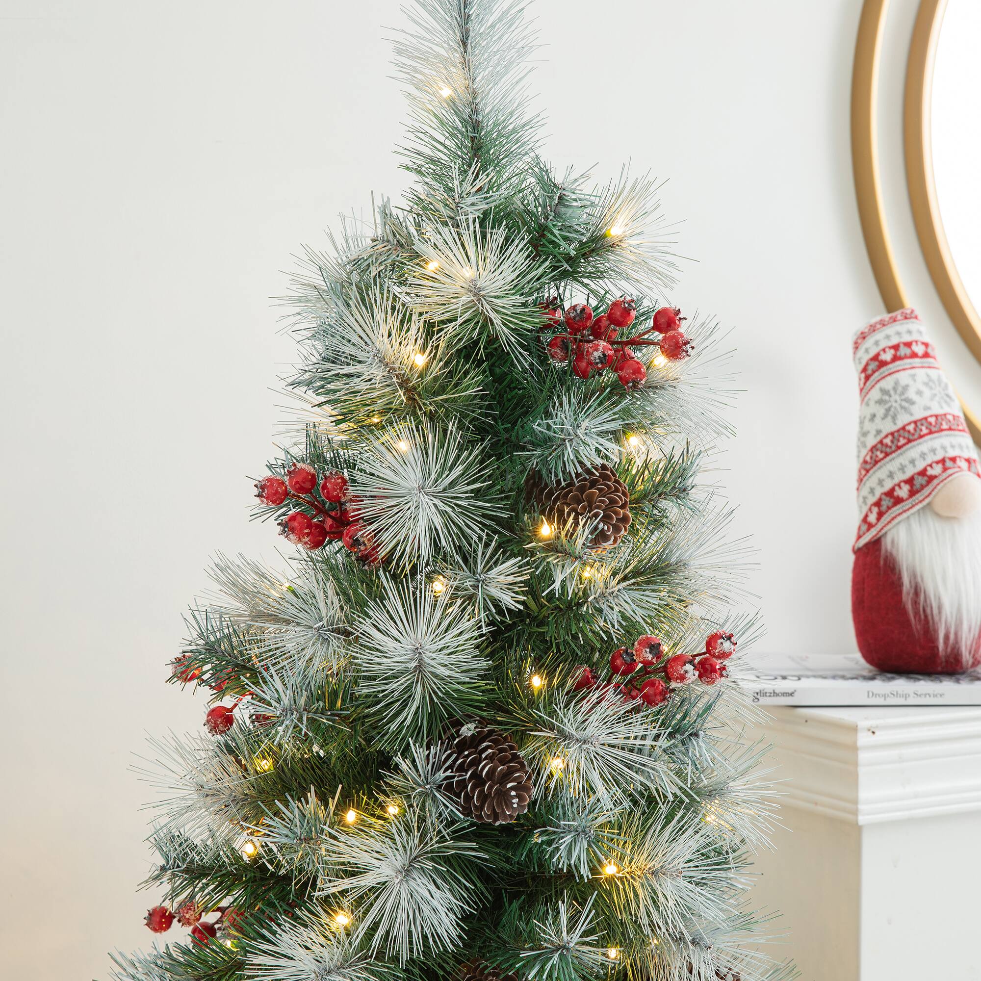 2 Pack 5ft. Pre-Lit Pine Artificial Christmas Porch Tree